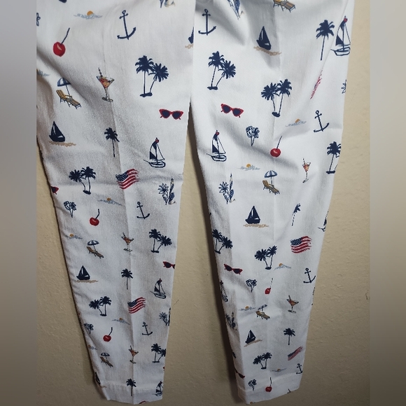New Multiples Slim Sation Pull On Pants Nautical Patriotic Cherries - Picture 11 of 16